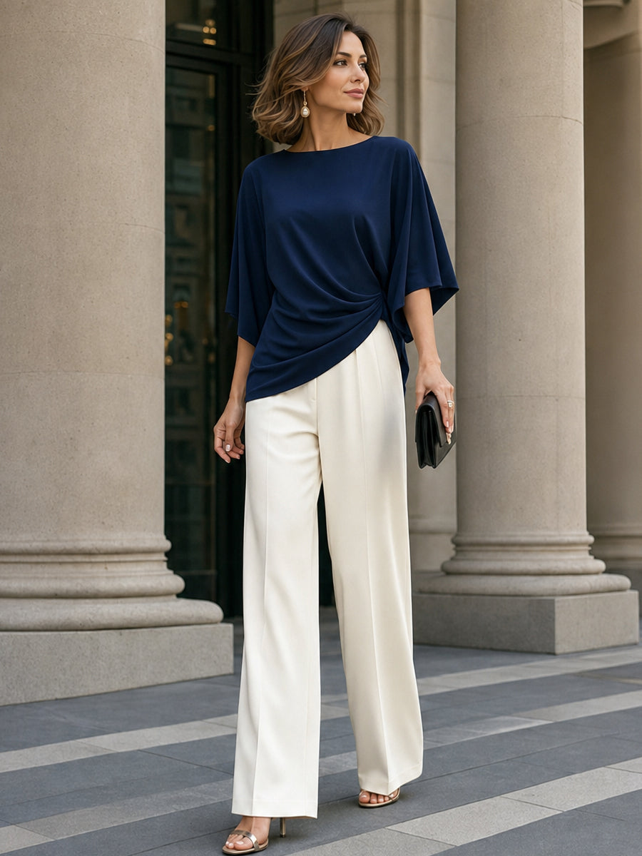 Lorna | Cape-Sleeve Draped Waist Two-Piece