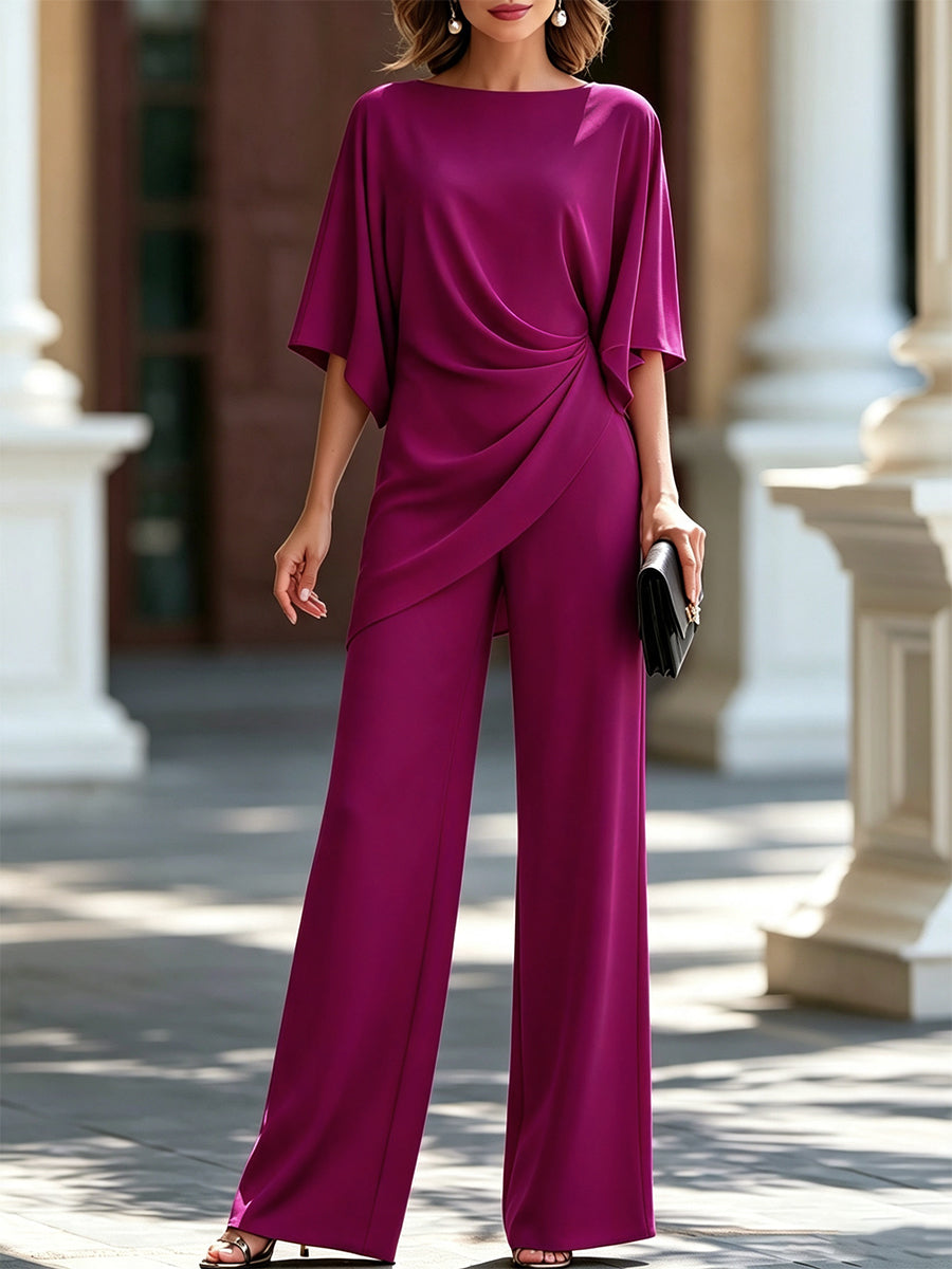 Lorna | Cape-Sleeve Draped Waist Two-Piece