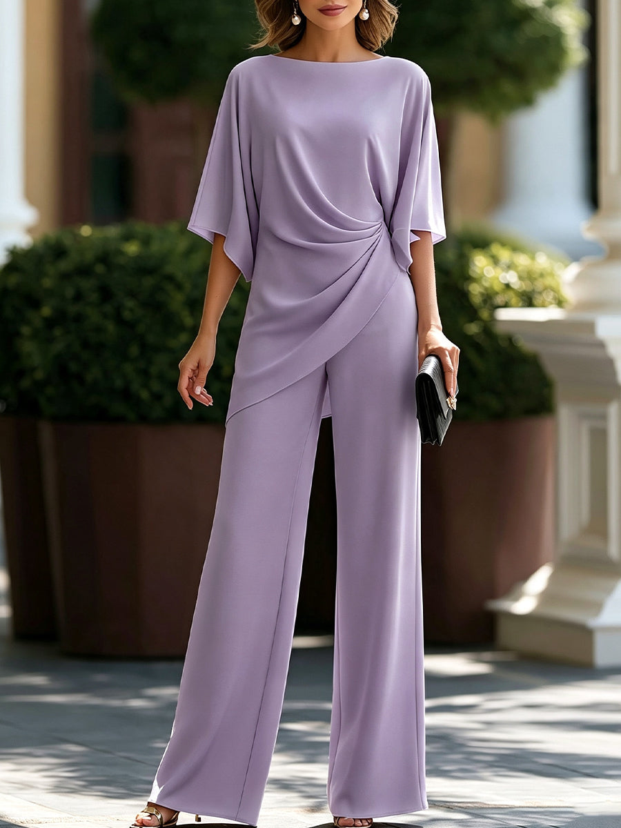 Lorna | Cape-Sleeve Draped Waist Two-Piece