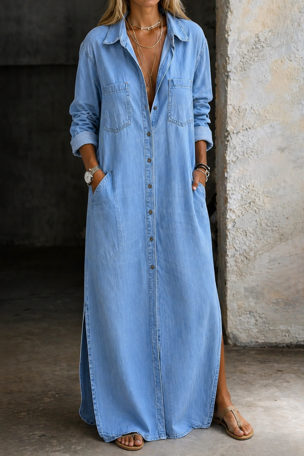 Dorellia  | Denim Button Down Dress