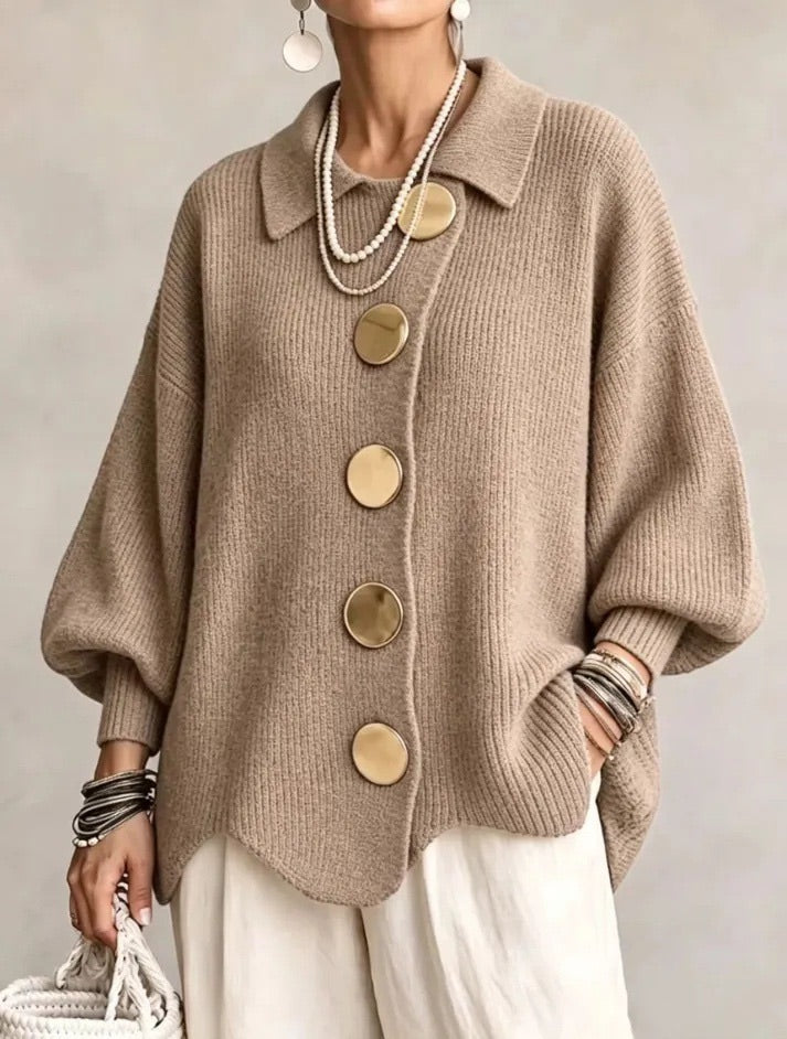Isabella - Oversized Collared Button Cardigan