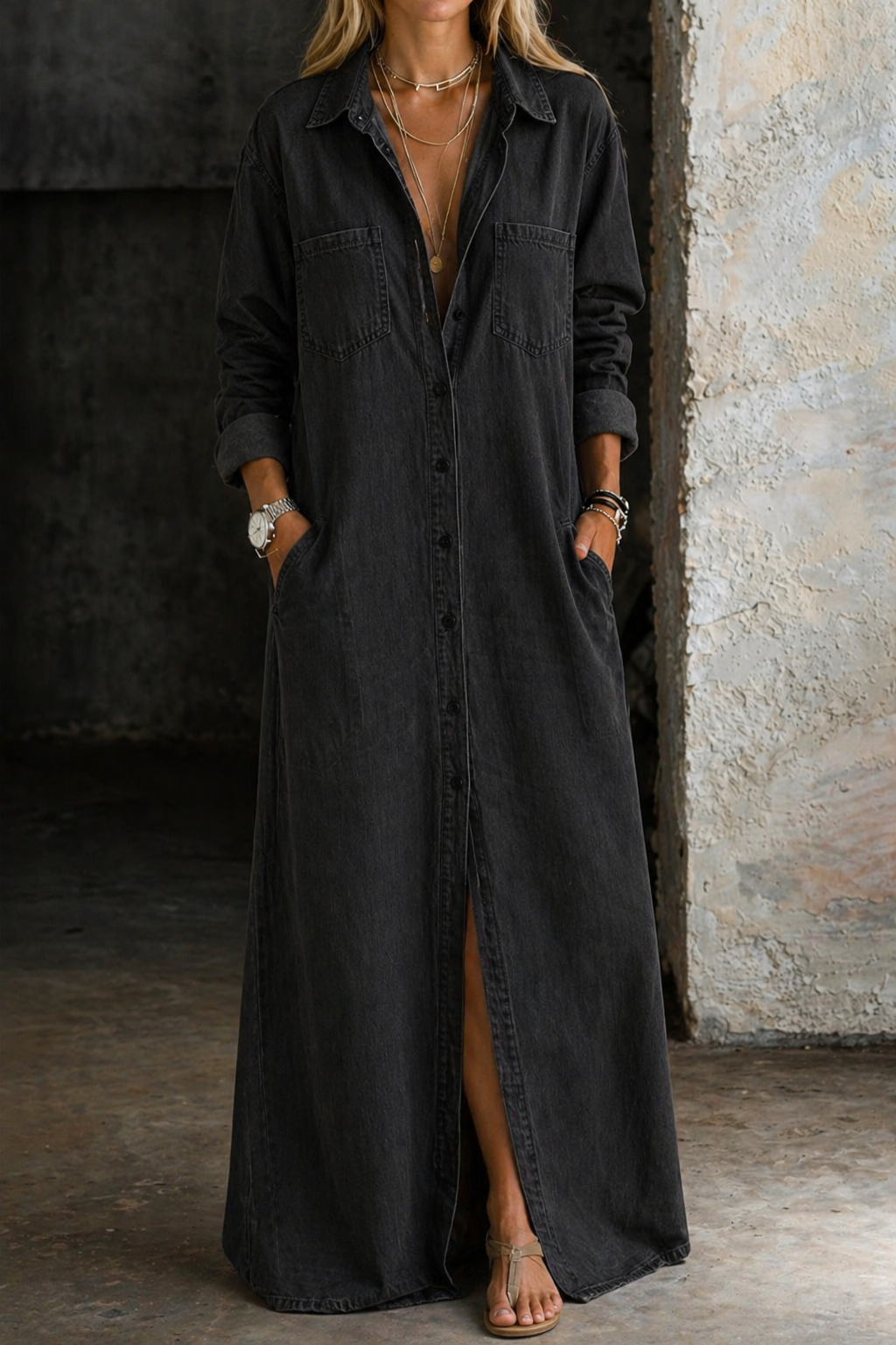 Dorellia  | Denim Button Down Dress