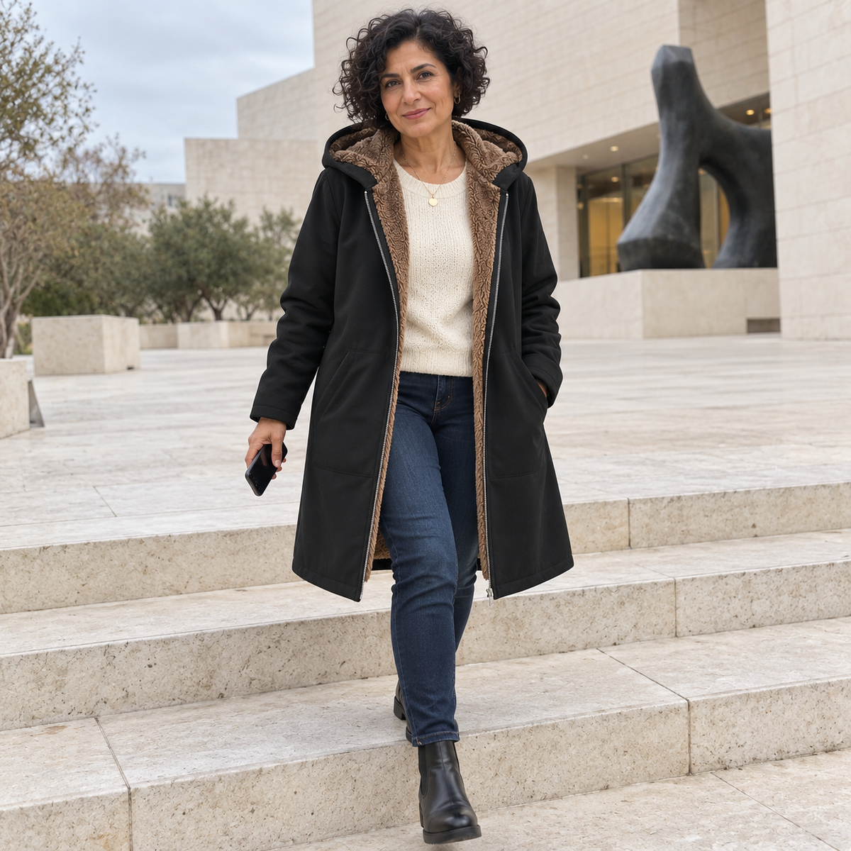 Ava | Cozy Sherpa-Lined Hooded Coat