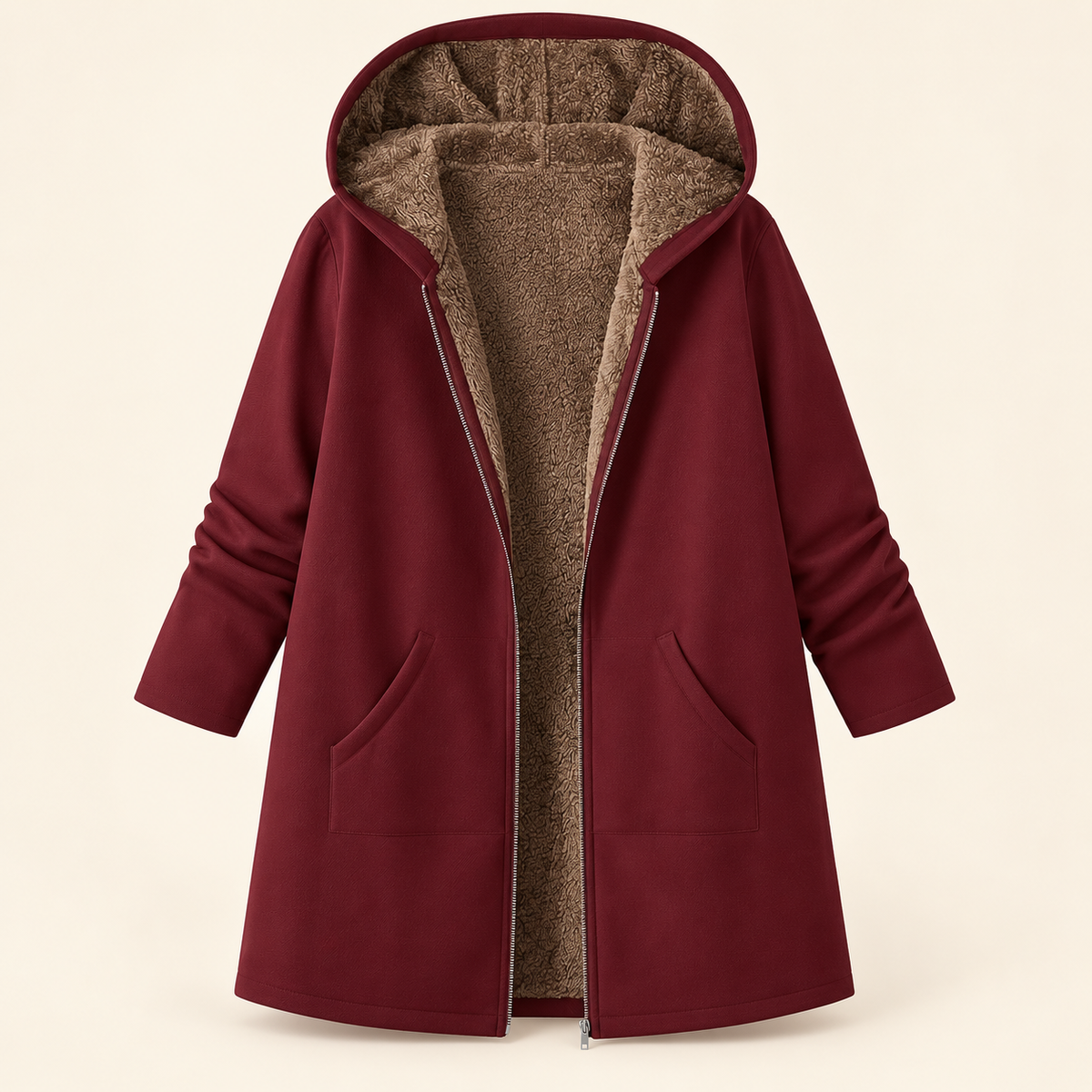 Ava | Cozy Sherpa-Lined Hooded Coat