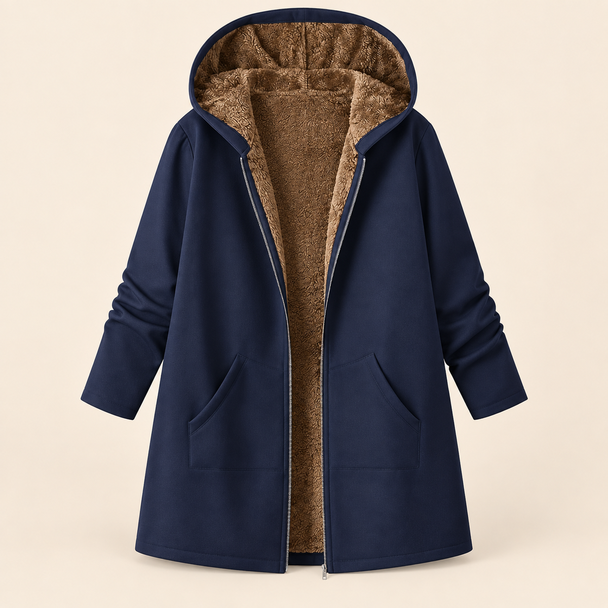 Ava | Cozy Sherpa-Lined Hooded Coat