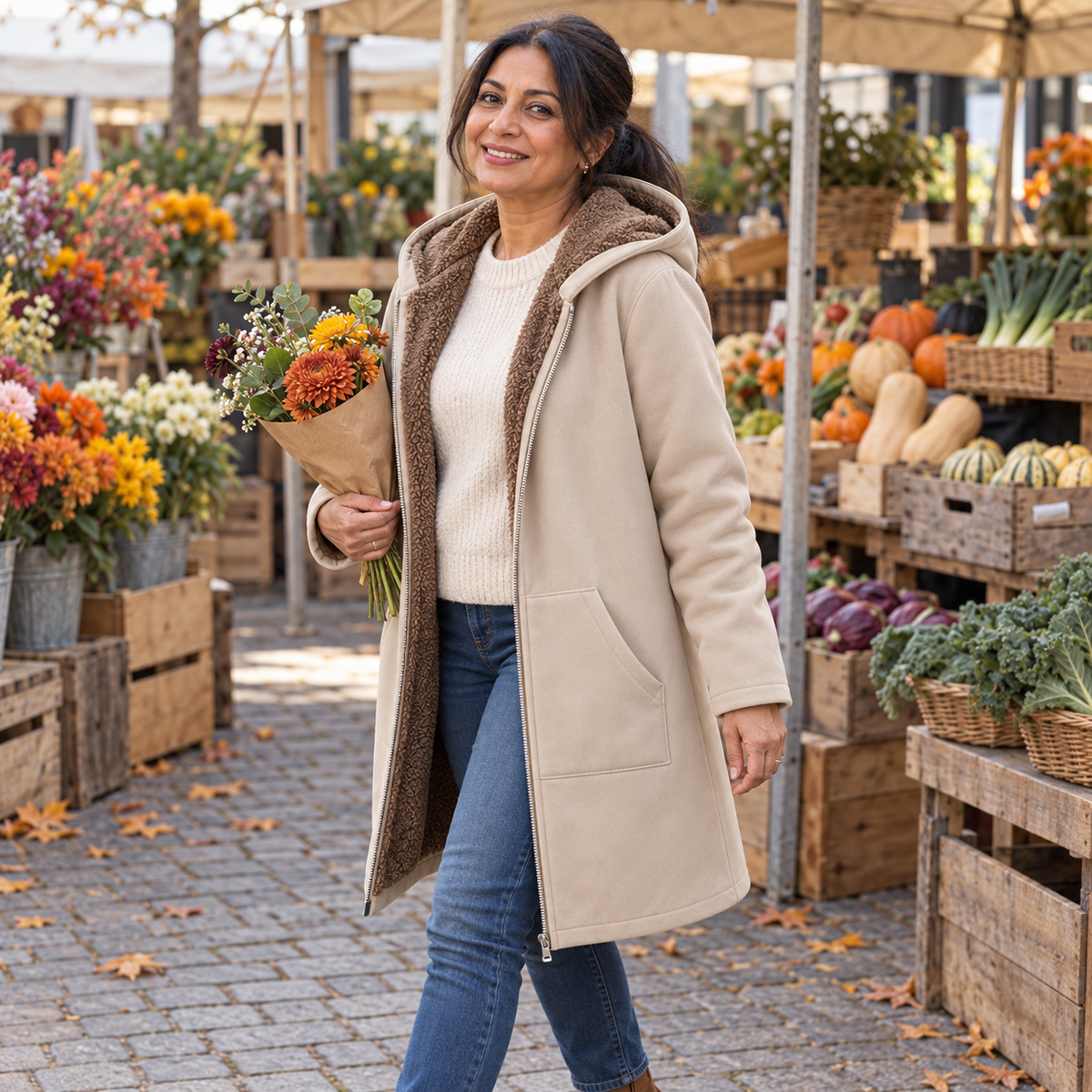 Ava | Cozy Sherpa-Lined Hooded Coat