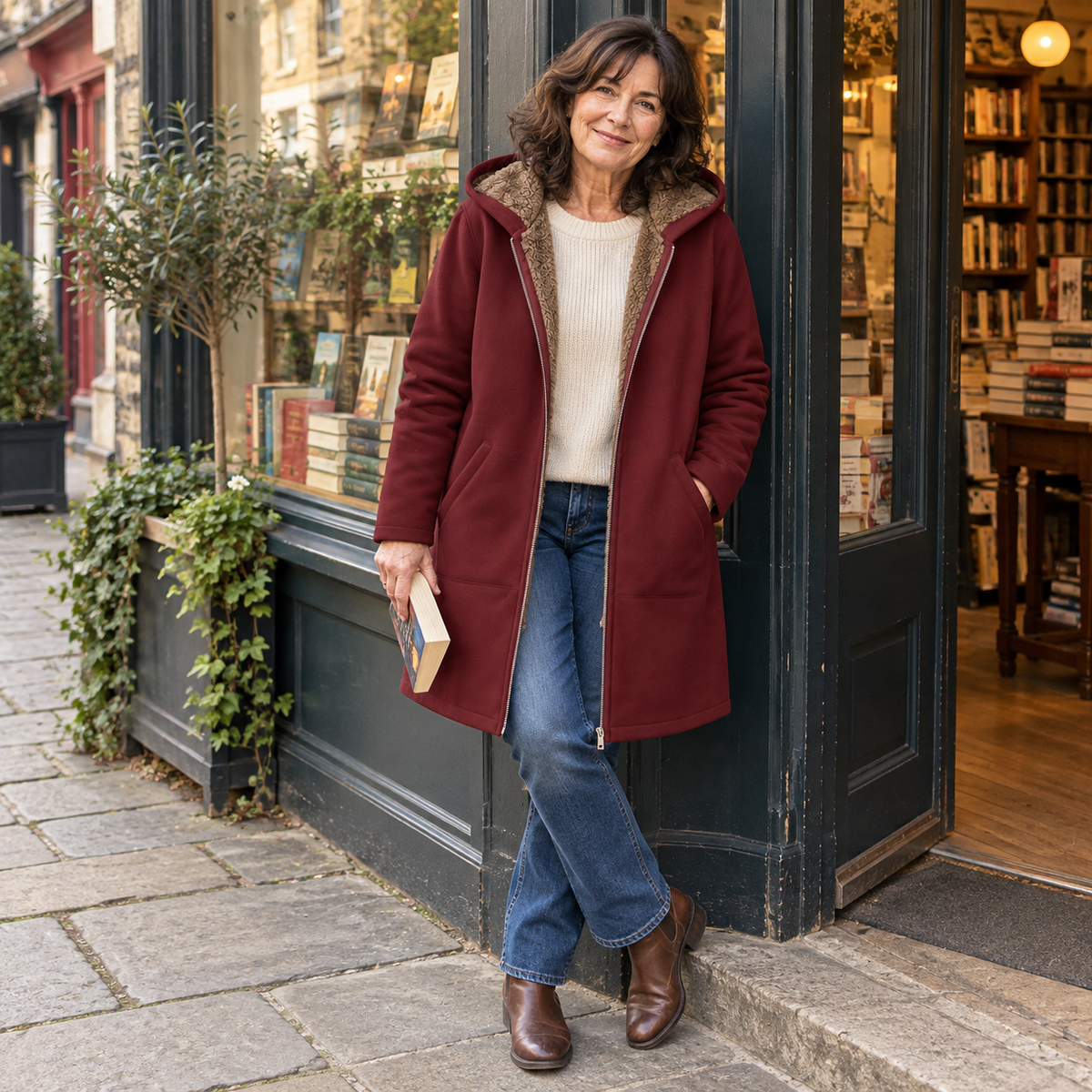 Ava | Cozy Sherpa-Lined Hooded Coat