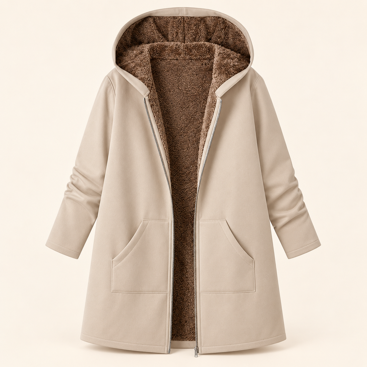 Ava | Cozy Sherpa-Lined Hooded Coat