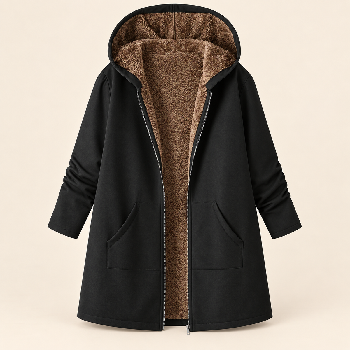 Ava | Cozy Sherpa-Lined Hooded Coat
