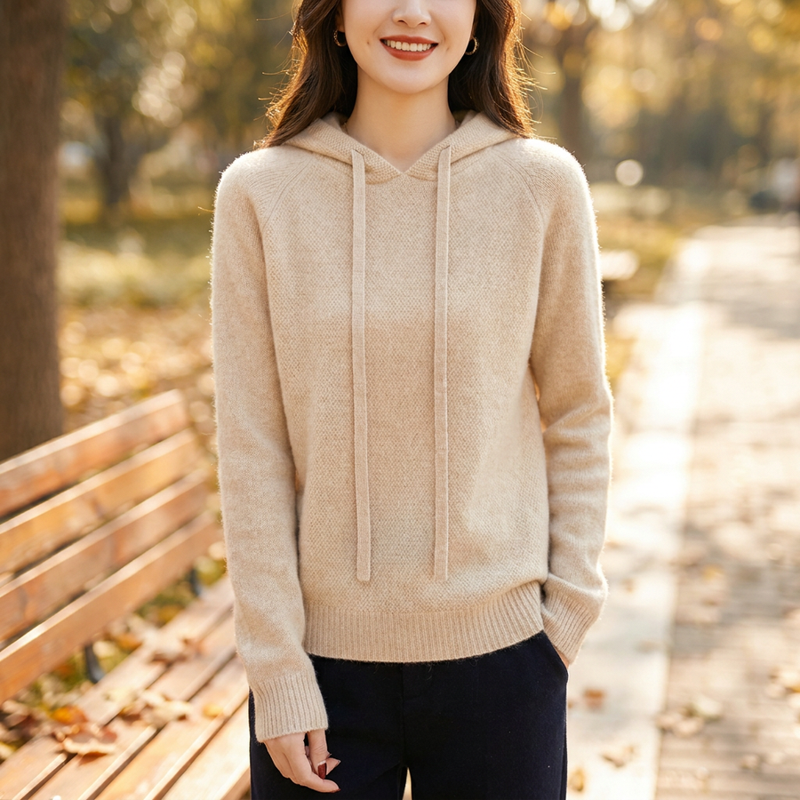 Nyelle | Women's Knit Hooded Pullover with Drawstring
