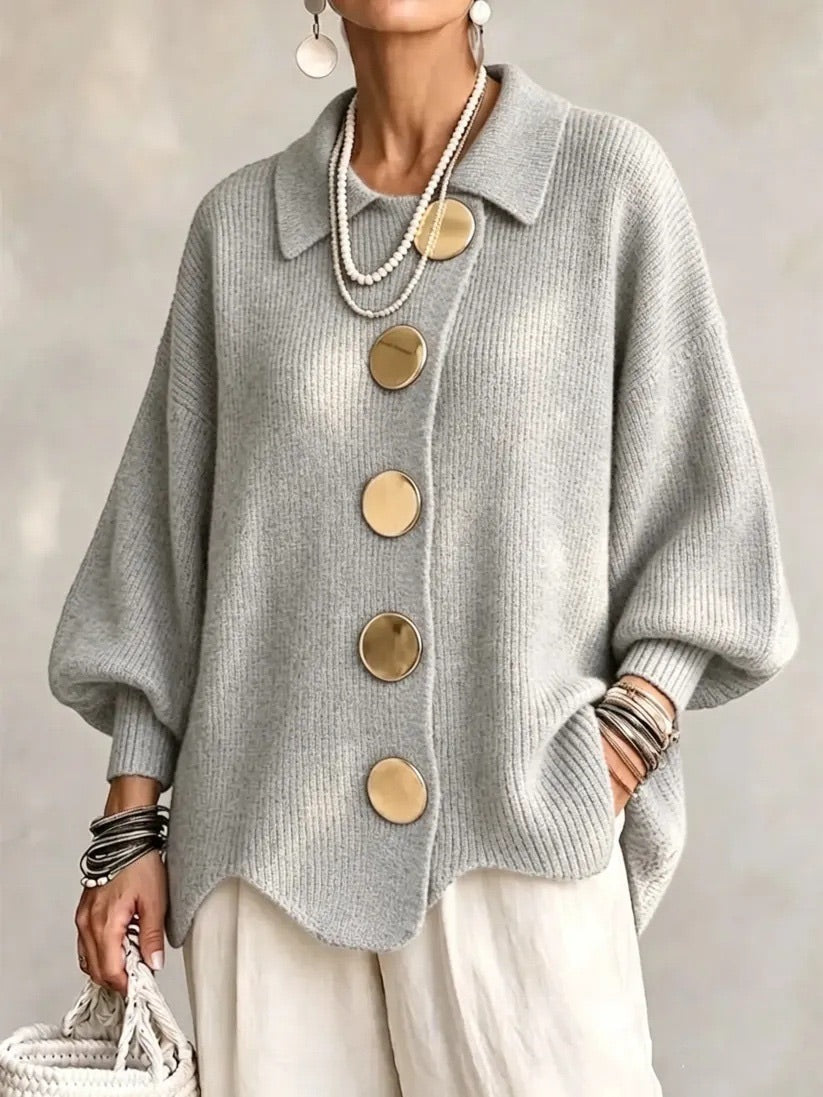 Isabella - Oversized Collared Button Cardigan