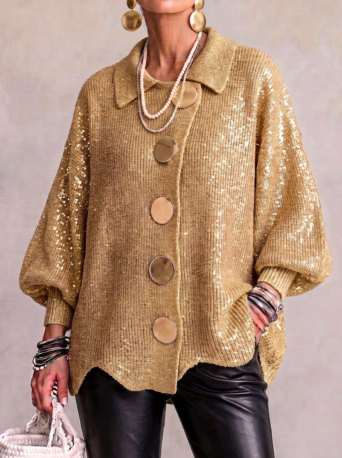 Isabella - Oversized Collared Button Cardigan