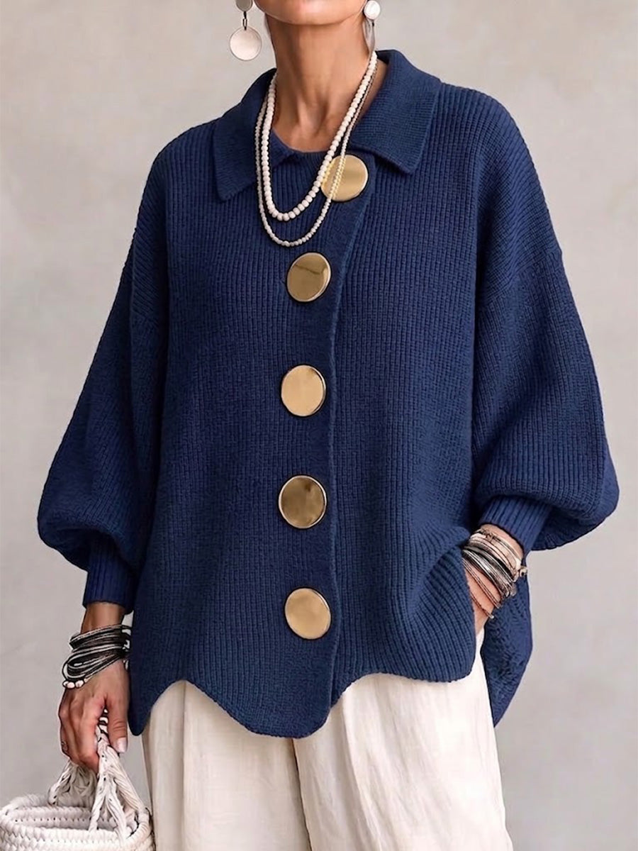 Isabella - Oversized Collared Button Cardigan